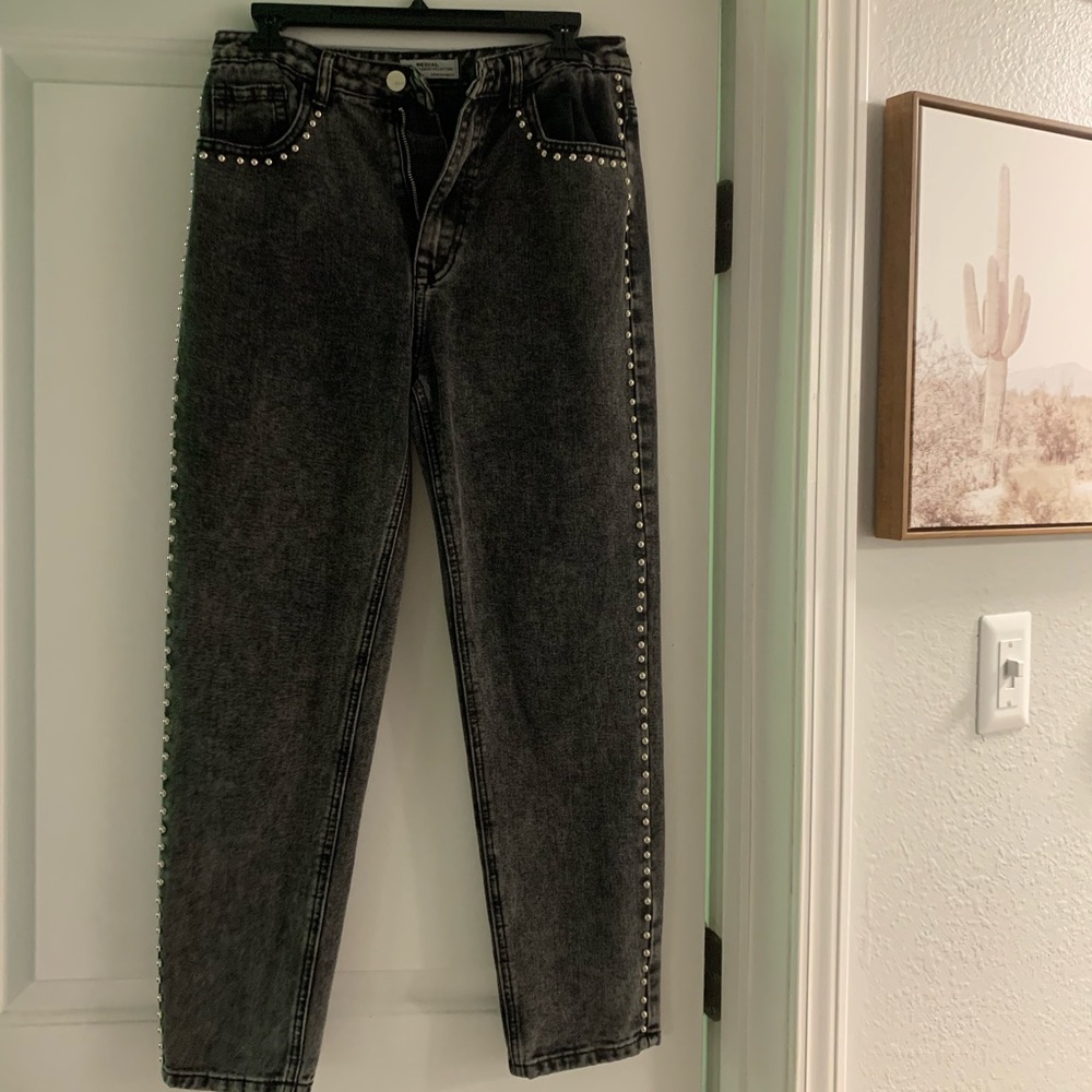 Black jeans with stud detail
